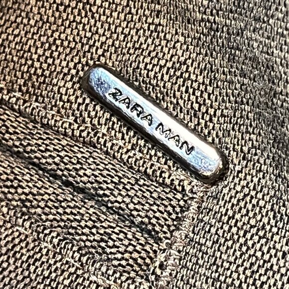 Zara Man Size 34 Work Outfit Trousers Brown Tweed Skinny Leg Casual Dressy Trend - Picture 6 of 10